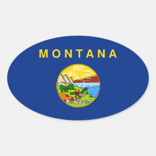 Pegatina Ovalada Bandera del estado de Montana