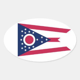 Pegatina Ovalada Bandera del Estado de Ohio