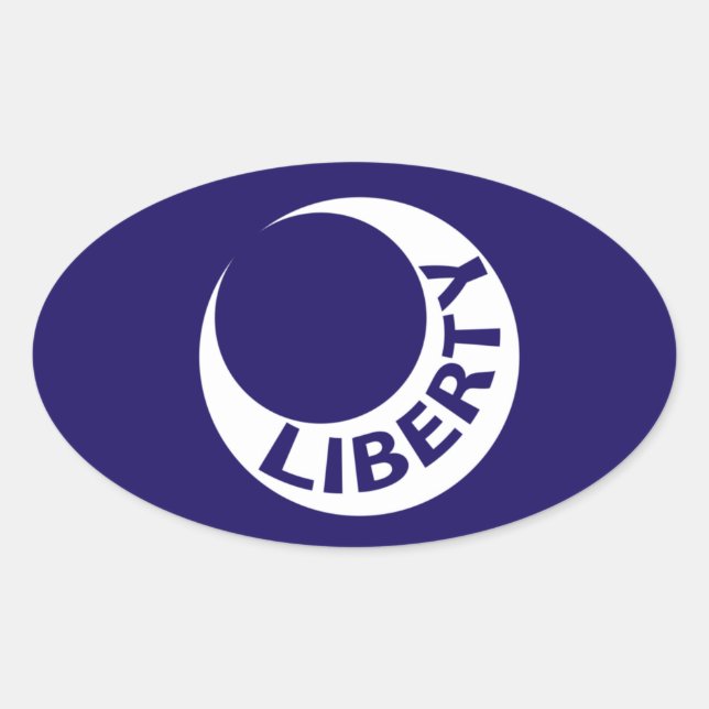 Pegatina Ovalada Bandera del Fuerte Moultrie, Carolina del Sur. (Anverso)