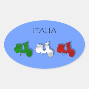 Pegatina Ovalada Bandera del logotipo italiano Scooter Italia