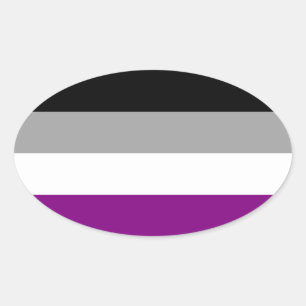 Pegatina Ovalada Bandera del Orgullo Asexual