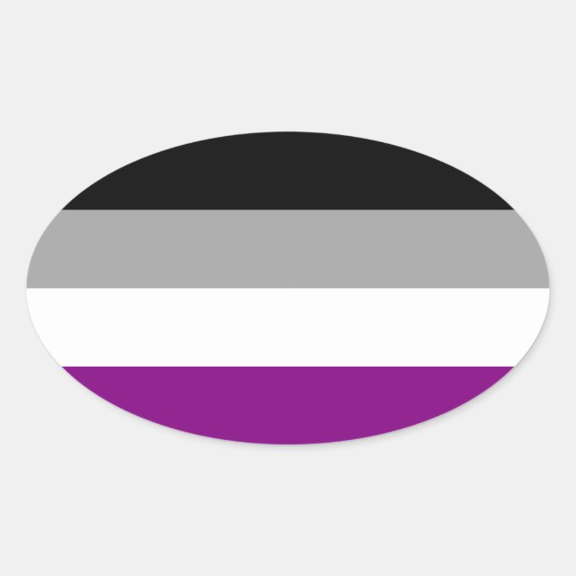 Pegatina Ovalada Bandera del Orgullo Asexual (Anverso)