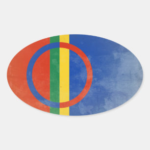 Pegatina Ovalada Bandera del pueblo sami