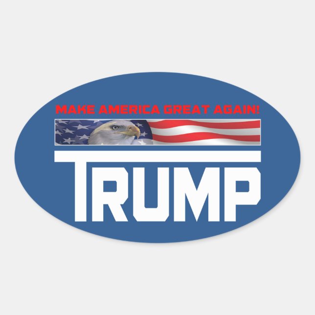 Pegatina Ovalada Bandera estadounidense de Donald Trump (Anverso)