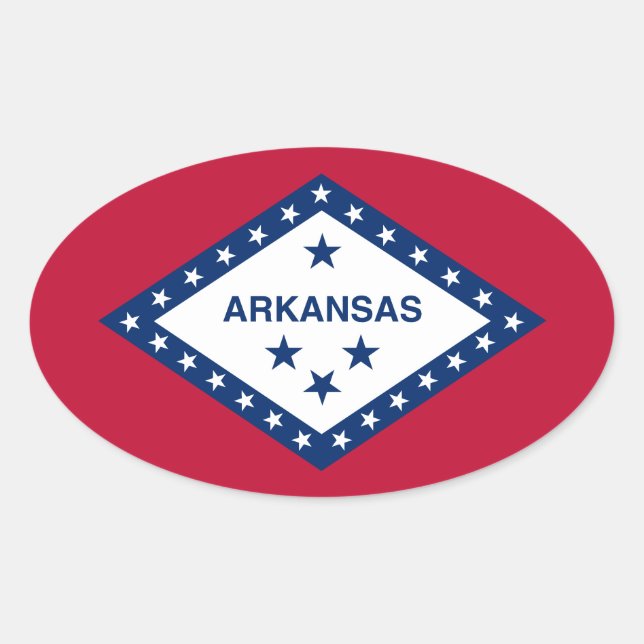 Pegatina Ovalada Bandera estatal de Arkansas (Anverso)