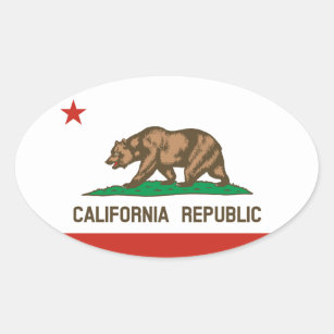 Pegatina Ovalada Bandera estatal de California