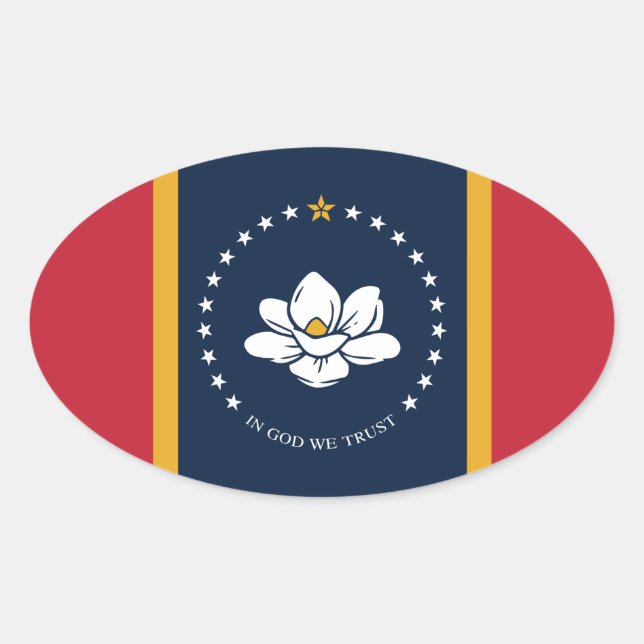 Pegatina Ovalada Bandera estatal de Misisipi (Anverso)