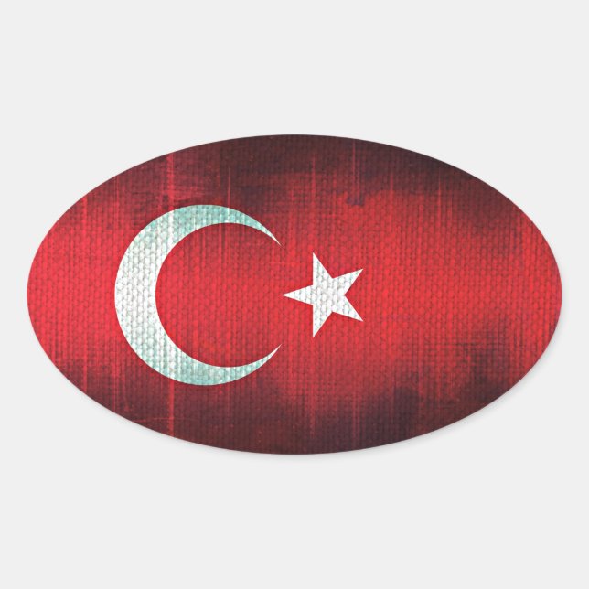 Pegatina Ovalada Bandera estilizada de Turquía (Anverso)