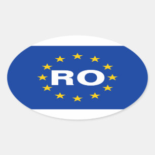 Pegatina Ovalada Bandera europea de CUATRO Rumania "RO"