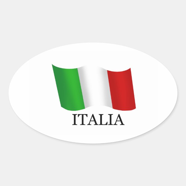 Pegatina Ovalada Bandera italiana de Italia Italia Italia Italia (Anverso)