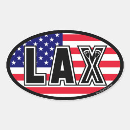 Pegatina Ovalada Bandera lax de Lacrosse America