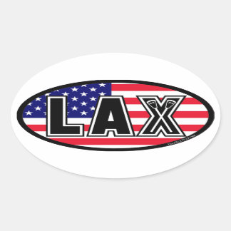 Pegatina Ovalada Bandera lax de Lacrosse America