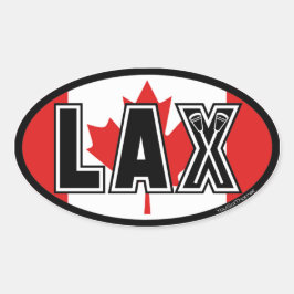 Pegatina Ovalada Bandera lax de Lacrosse Canada