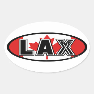 Pegatina Ovalada Bandera lax de Lacrosse Canada