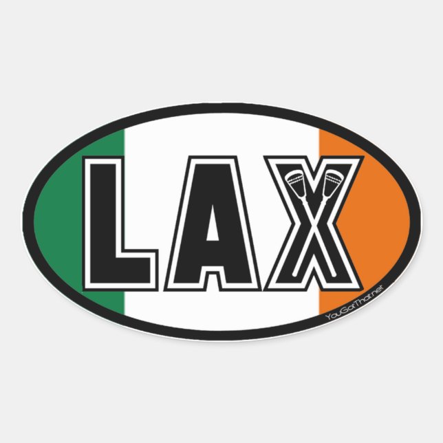 Pegatina Ovalada Bandera lax de Lacrosse Ireland (Anverso)