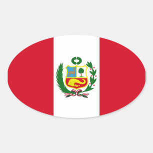 Pegatina Ovalada Bandera nacional de 44 Perú