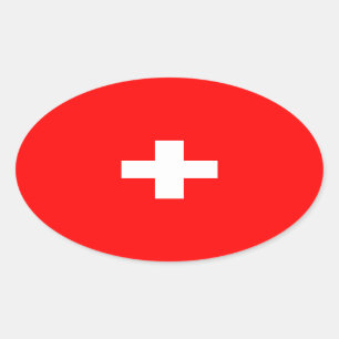 Pegatina Ovalada Bandera nacional de 4 Suiza