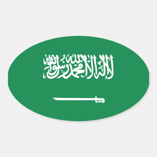 Pegatina Ovalada Bandera nacional de Arabia Saudita (Anverso)