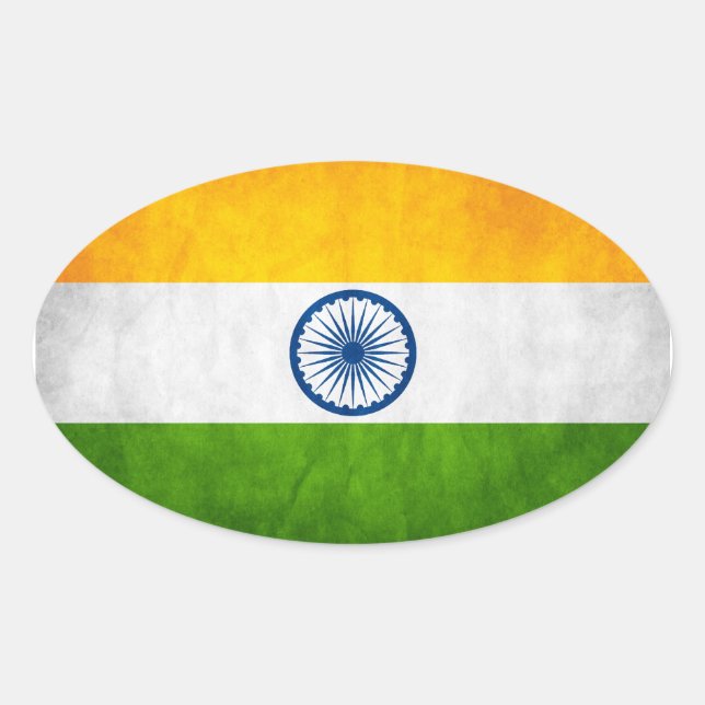 Pegatina Ovalada Bandera nacional de la India (Anverso)