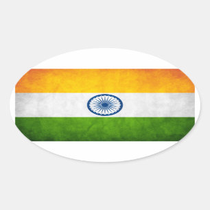 Pegatina Ovalada Bandera nacional de la India