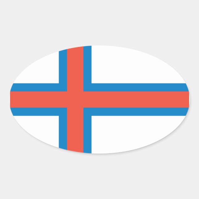 Pegatina Ovalada Bandera nacional de las Islas Feroe (Anverso)