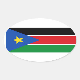 Pegatina Ovalada Bandera nacional de los CUATRO Sudsudaneses