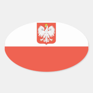 Pegatina Ovalada Bandera nacional de Polonia