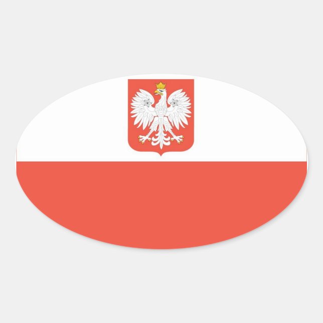 Pegatina Ovalada Bandera nacional de Polonia (Anverso)