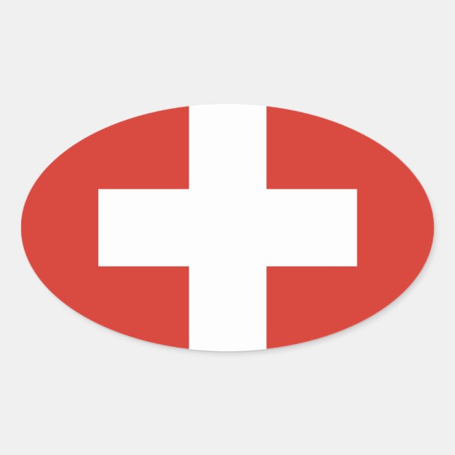 Pegatina Ovalada Bandera nacional de Suiza (Anverso)