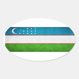 Pegatina Ovalada Bandera nacional de Uzbekistán
