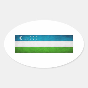 Pegatina Ovalada Bandera nacional de Uzbekistán