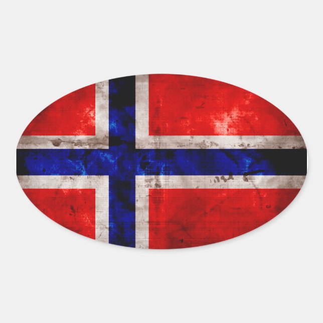 Pegatina Ovalada Bandera noruega (Anverso)