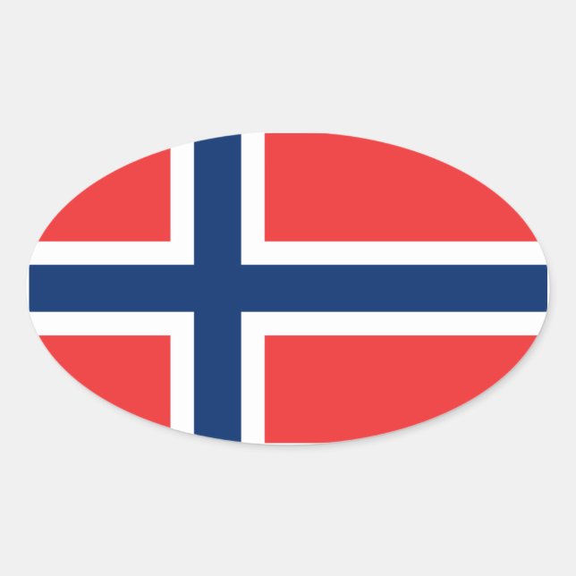 Pegatina Ovalada Bandera noruega/noruega (Anverso)