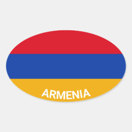 Pegatina Ovalada Bandera oval estilo emurio de Armenia con nombre