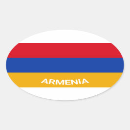Pegatina Ovalada Bandera oval estilo emurio de Armenia con nombre