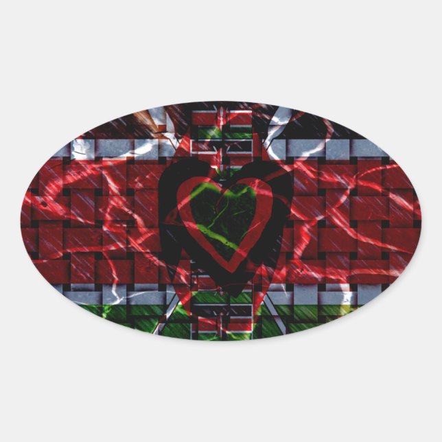 Pegatina Ovalada Bandera rota: Manténganlo simple - Resiliencia ken (Anverso)