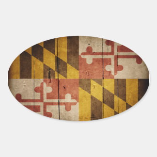 Pegatina Ovalada Bandera Rugged Wood Maryland