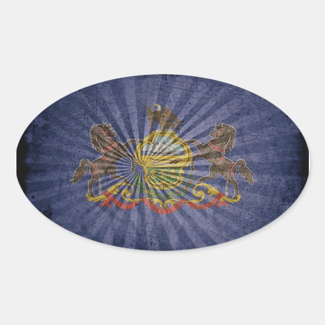 Pegatina Ovalada Bandera Rugged Wood Pennsylvania (Anverso)