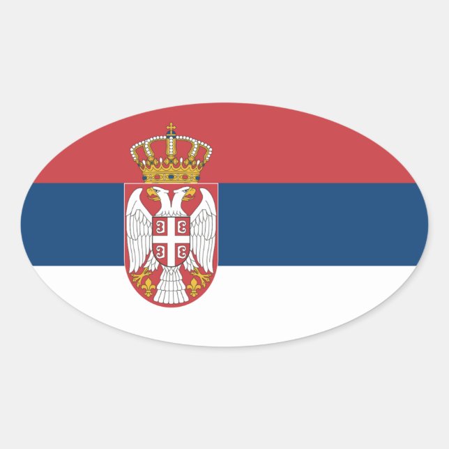 Pegatina Ovalada Bandera serbia (Anverso)