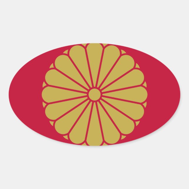 Pegatina Ovalada Bandera sésyo de Japón (Anverso)