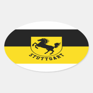 Pegatina Ovalada Bandera Stuttgart (Alemania)