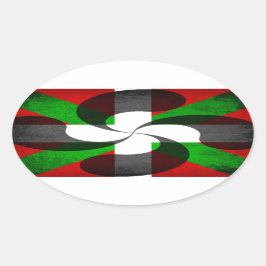 Pegatina Ovalada Bandera y cruz vascas