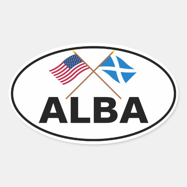Pegatina Ovalada Banderas cruzadas de Estados Unidos y Escocia (Cru (Anverso)