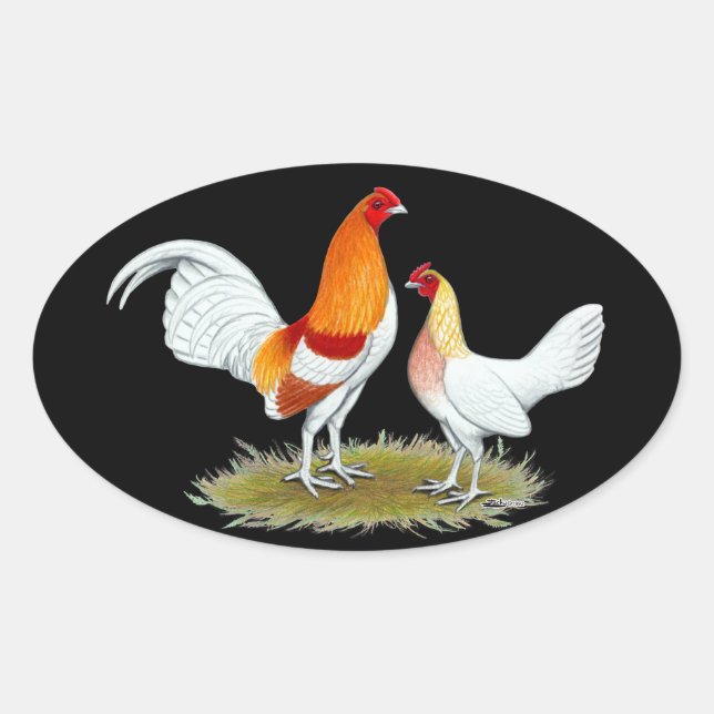 Pegatina Ovalada Bantam, juego inglés antiguo: Red Pyle (Anverso)