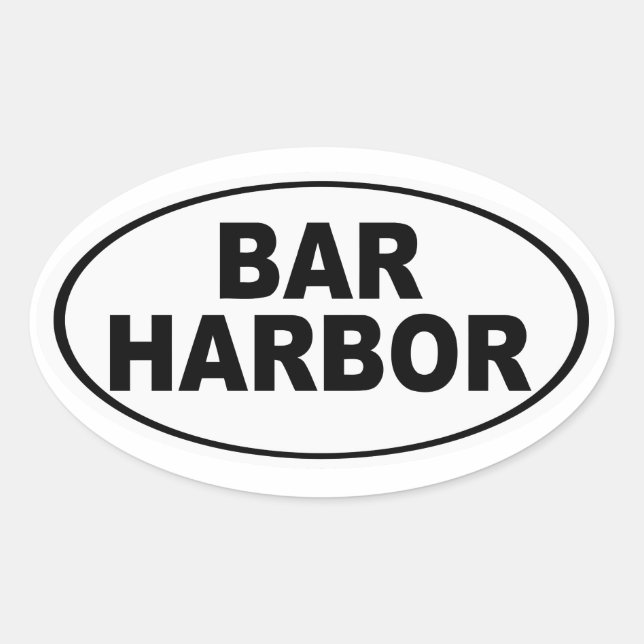 Pegatina Ovalada Bar Harbour Maine (Anverso)