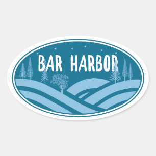 Pegatina Ovalada Bar Harbour Maine al aire libre