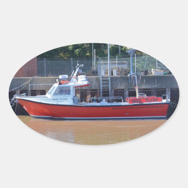 Pegatina Ovalada Barco Chárter High Flyer (Anverso)