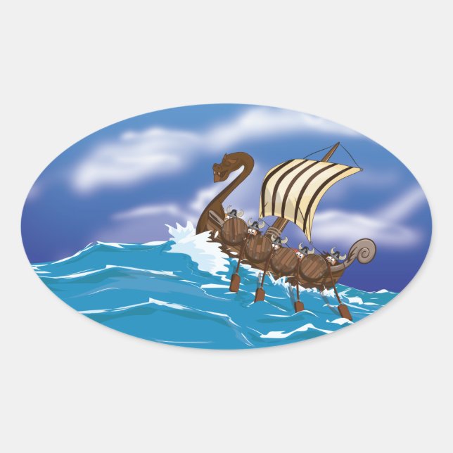 Pegatina Ovalada Barco de Viaje (Anverso)