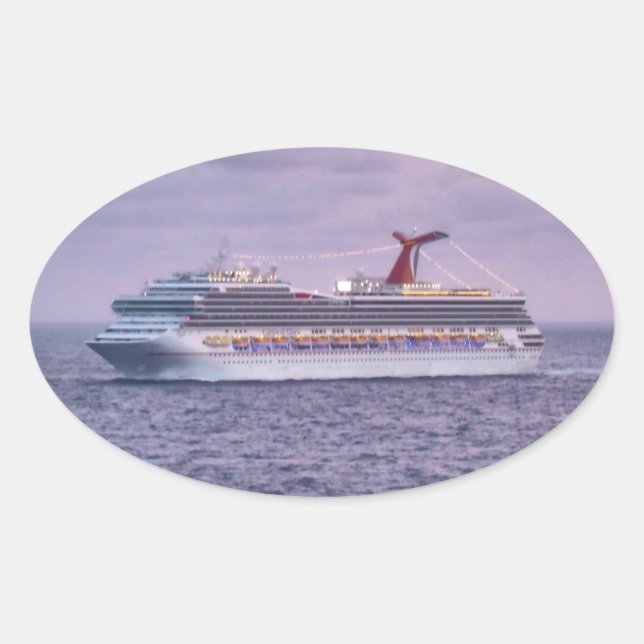 Pegatina Ovalada Barco en morado (Anverso)