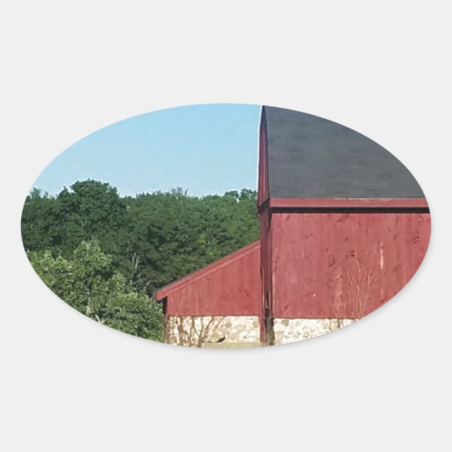 Pegatina Ovalada Barn de campo (Anverso)